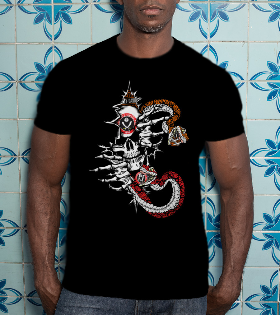 Harley Davidson J&D United Mc 1956 Skull And Serpents T-Shirt