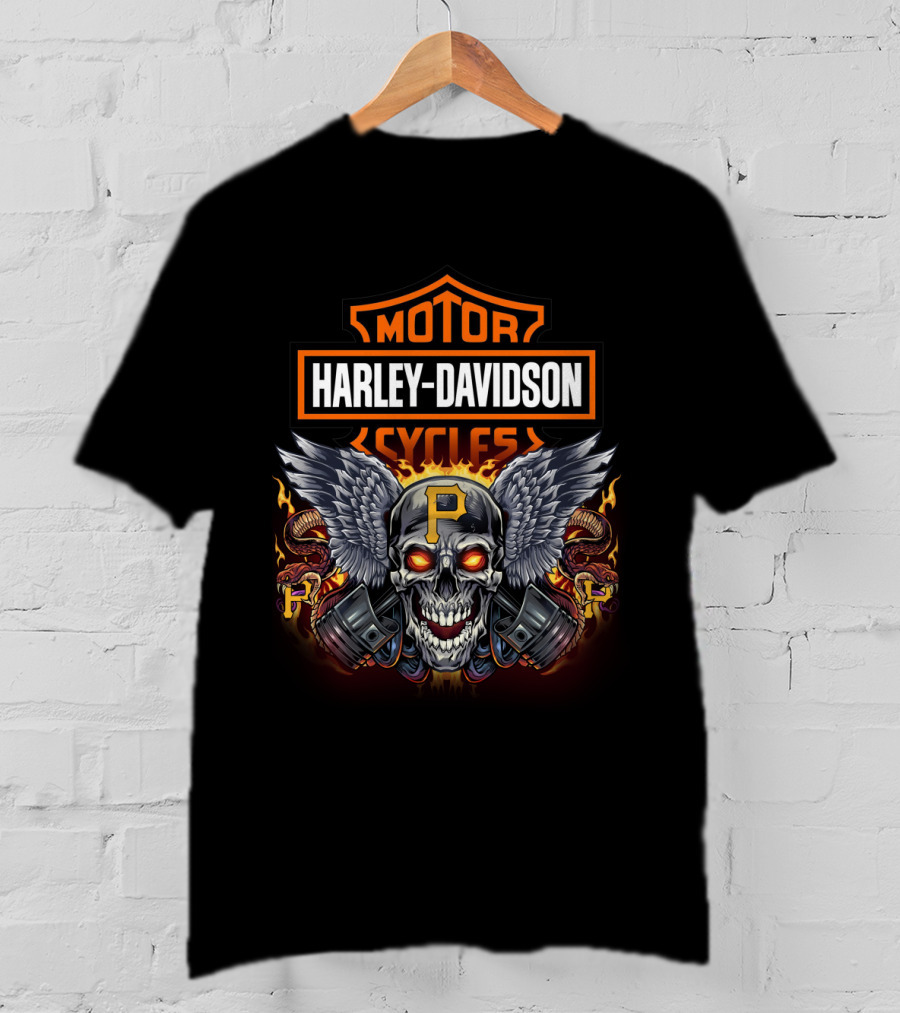 Harley Davidson Motorcycles Skull Wings Flames P T-Shirt