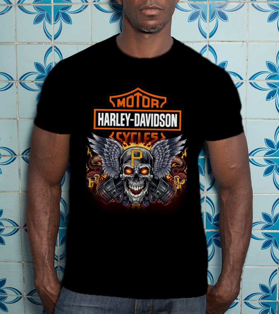 Harley Davidson Motorcycles Skull Wings Flames P T-Shirt