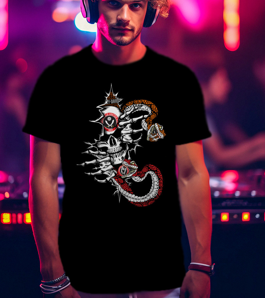Harley Davidson Grim Reaper Bandidos United Skull Snake 1% Tattoos T-Shirt