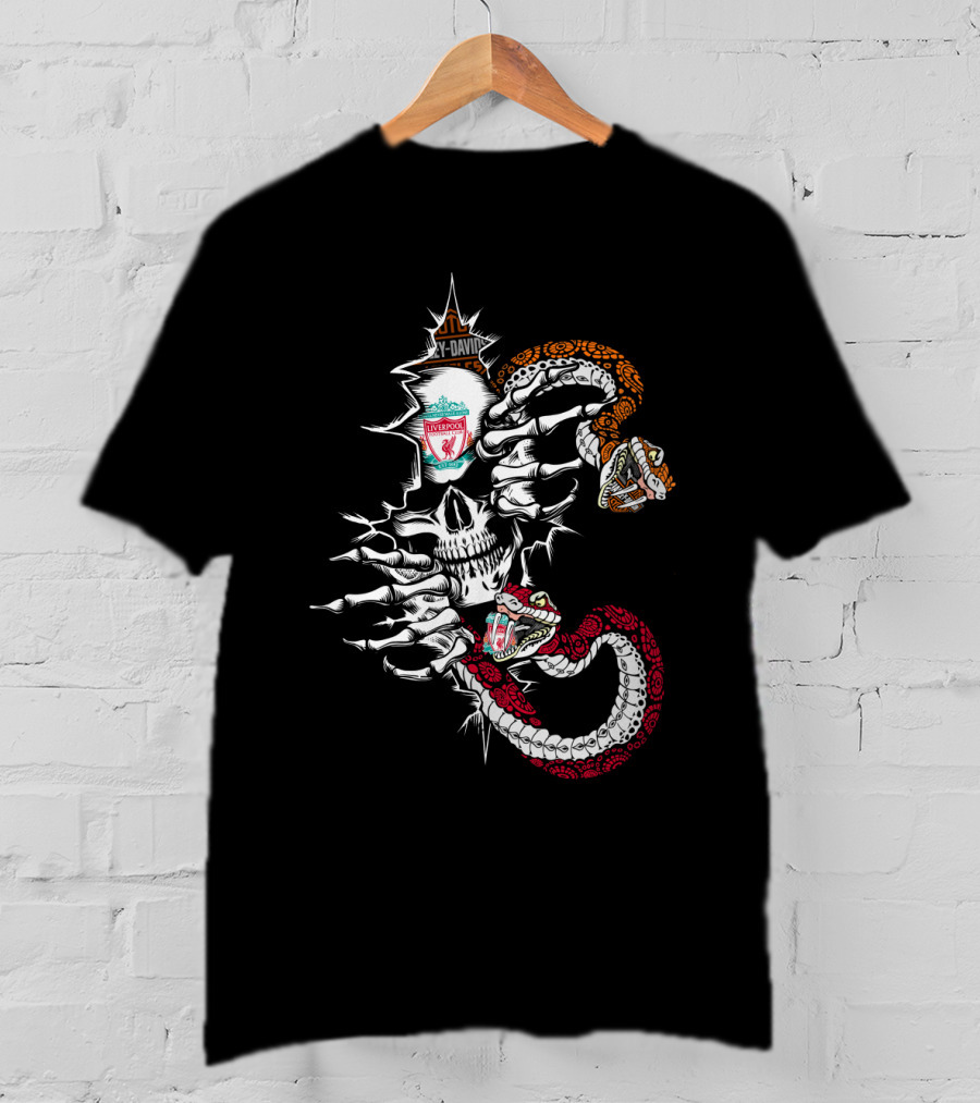 Liverpool Skull Snakes Harley Davidson T-Shirt