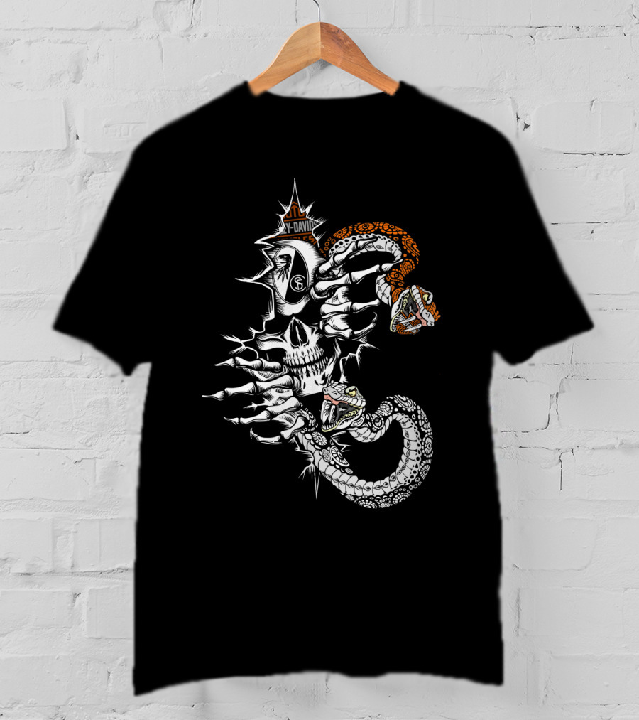 Scf Harley Davidson Skull Snake T-Shirt