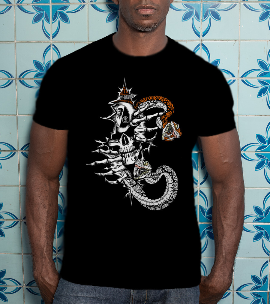 Scf Harley Davidson Skull Snake T-Shirt