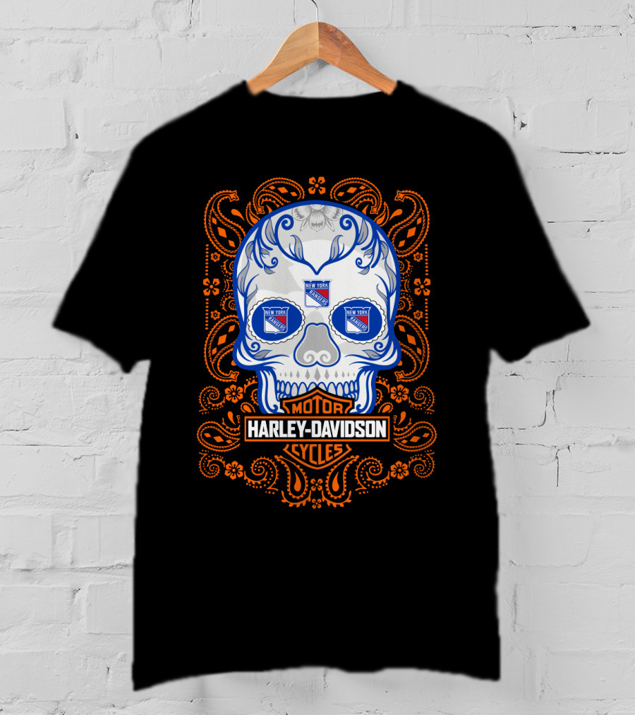Harley Davidson Cycles Skull New York Rangers Nhl 102 Tvl T-Shirt
