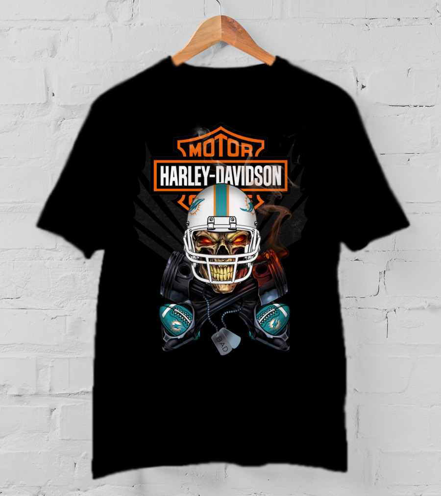 Motor Harley Davidson Miami Dolphins T-Shirt