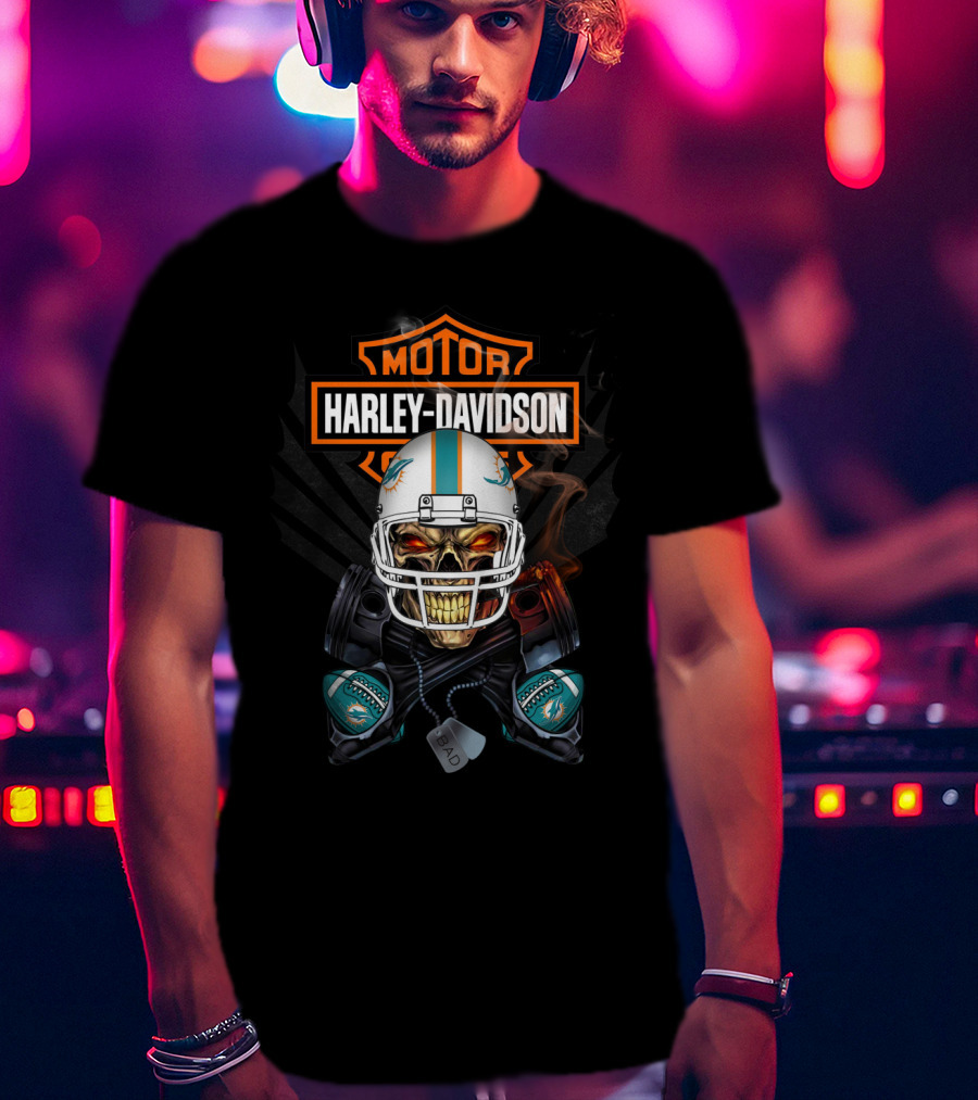 Motor Harley Davidson Miami Dolphins T-Shirt