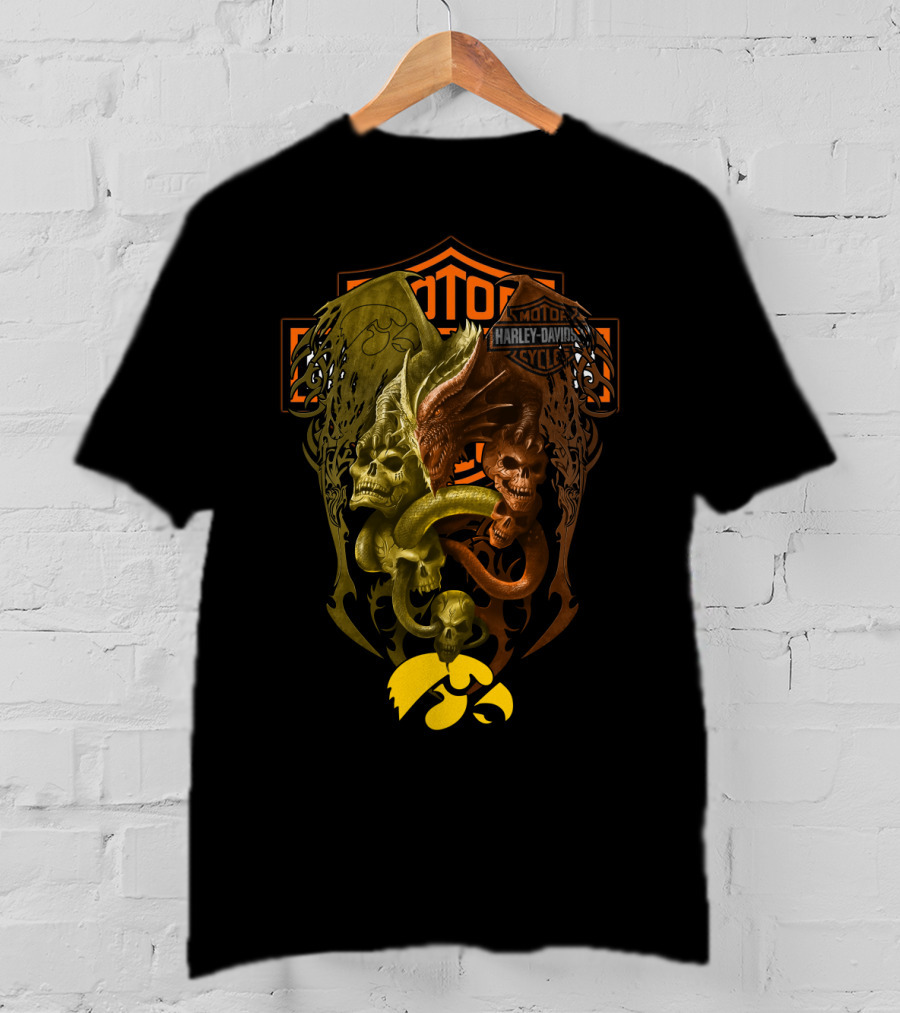 Harley Davidson Skull Snake Iowa Hawkeyes Ncaa T-Shirt