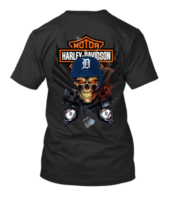 Harley Davidson Detroit Tigers Skull T-Shirt
