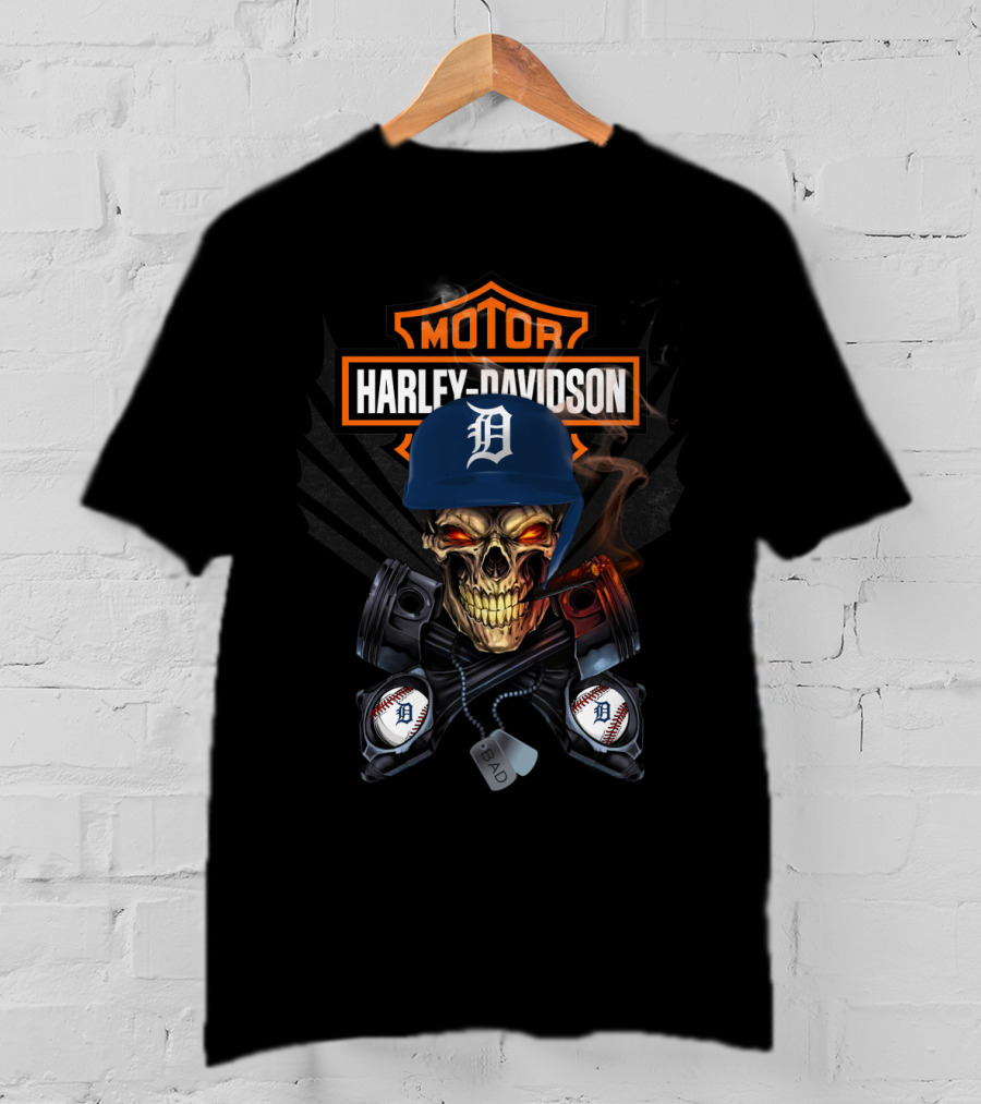 Harley Davidson Detroit Tigers Skull T-Shirt