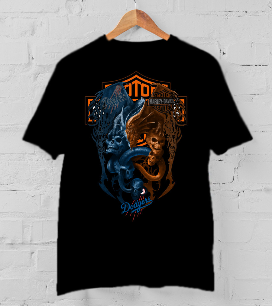 Mlb Lad Dodgers Harley Davidson Motorcycles T-Shirt