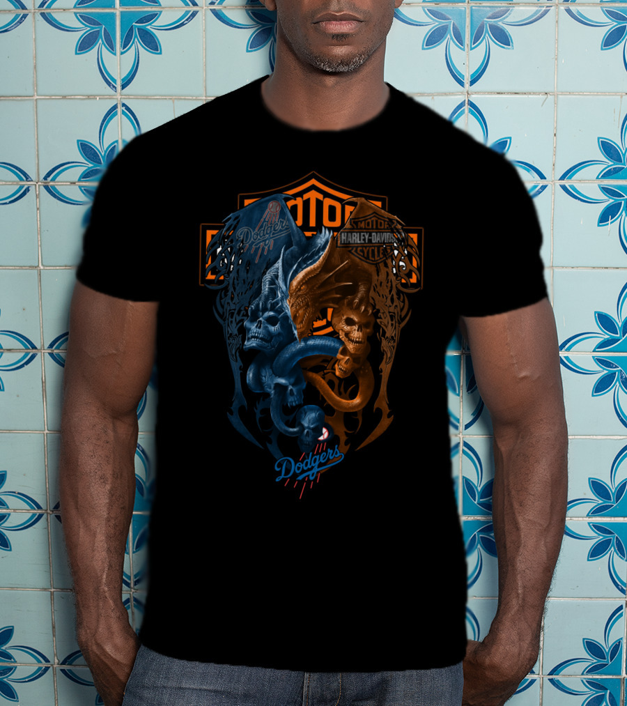 Mlb Lad Dodgers Harley Davidson Motorcycles T-Shirt