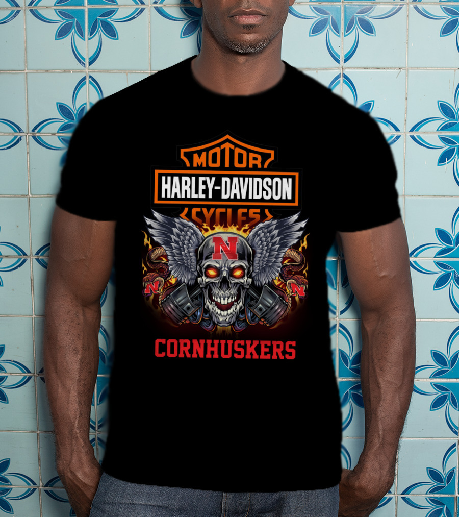 Harley Davidson Motor Cycles Nebraska Cornhuskers T-Shirt