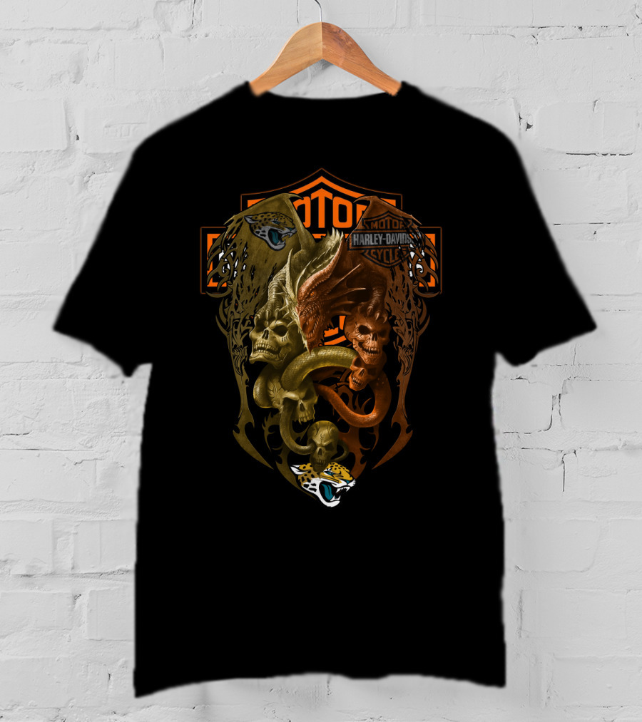 Nfl Jj Harley Davidson Jaguars Skulls Serpent T-Shirt