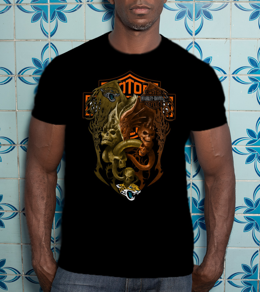 Nfl Jj Harley Davidson Jaguars Skulls Serpent T-Shirt