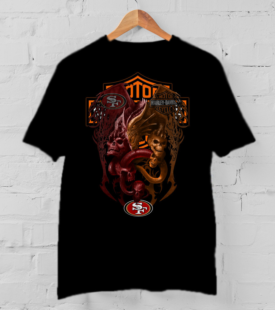 Harley Davidson San Francisco 49ers Skull Dragon Nfl Collaboration T-Shirt
