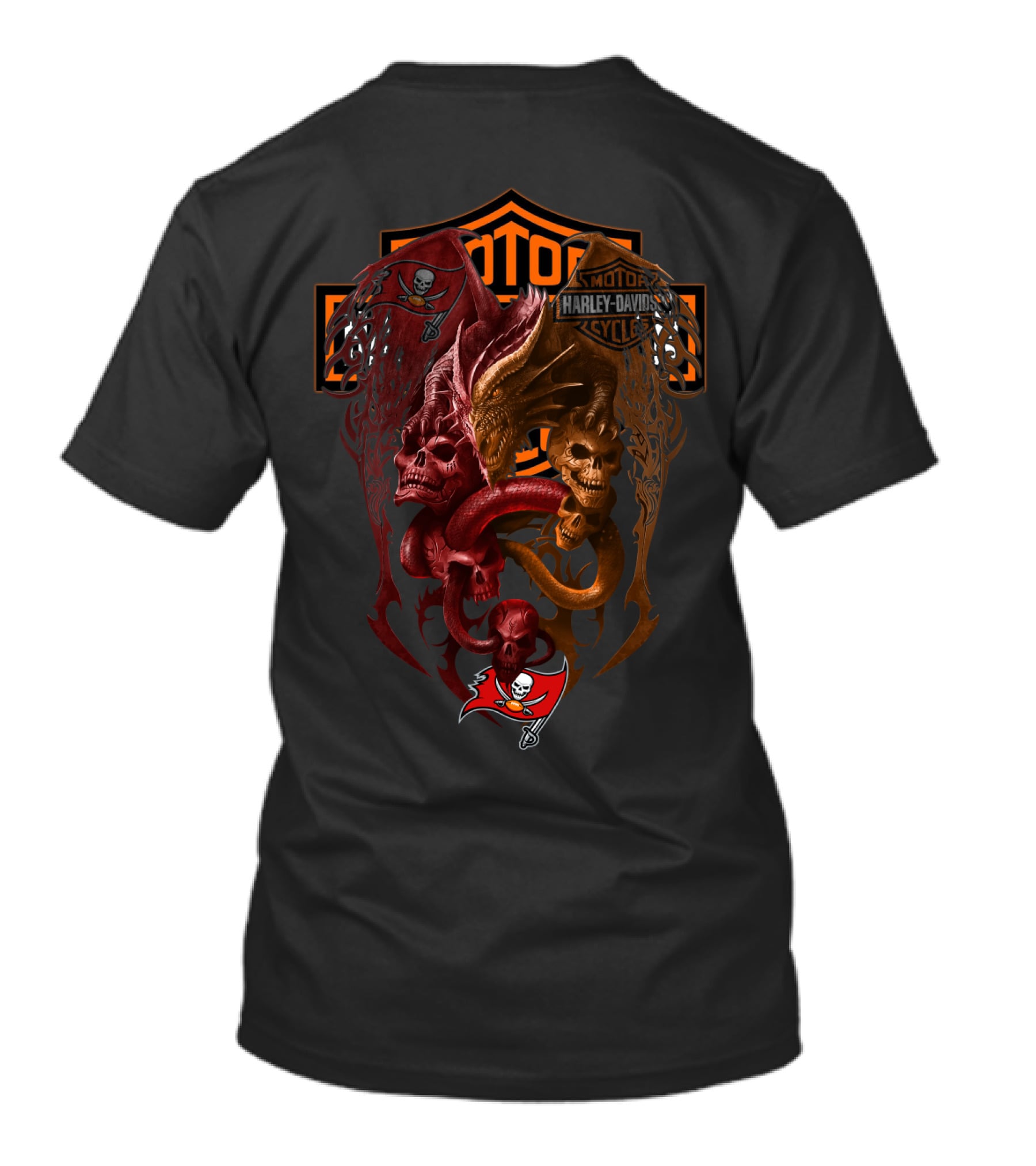 Motor Harley Davidson Cycles Nfl Tbb Skull And Serpent Buccaneers T-Shirt