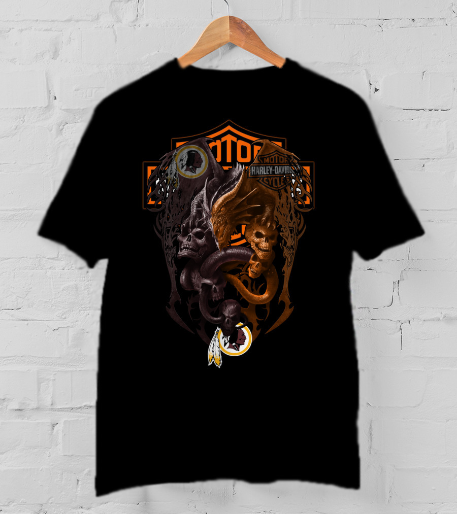 Motor Harley Davidson Cycles Nfl Skull Dragon Football Theme T-Shirt
