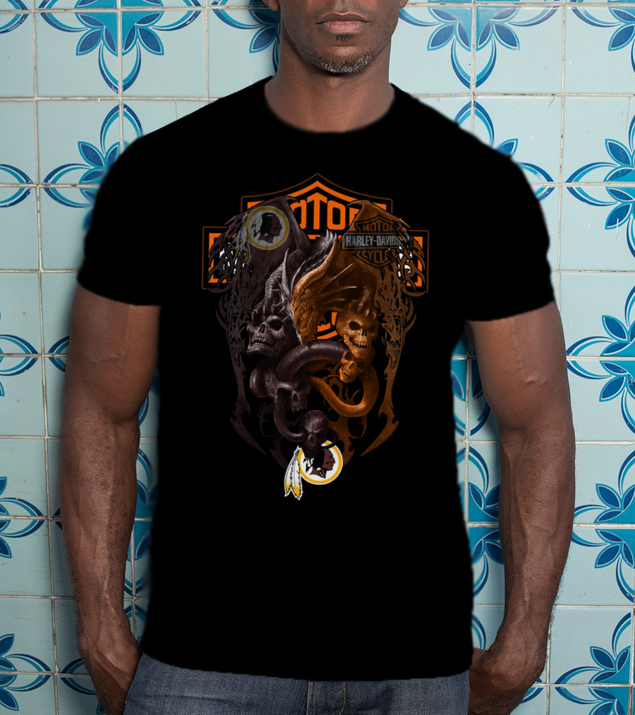 Motor Harley Davidson Cycles Nfl Skull Dragon Football Theme T-Shirt