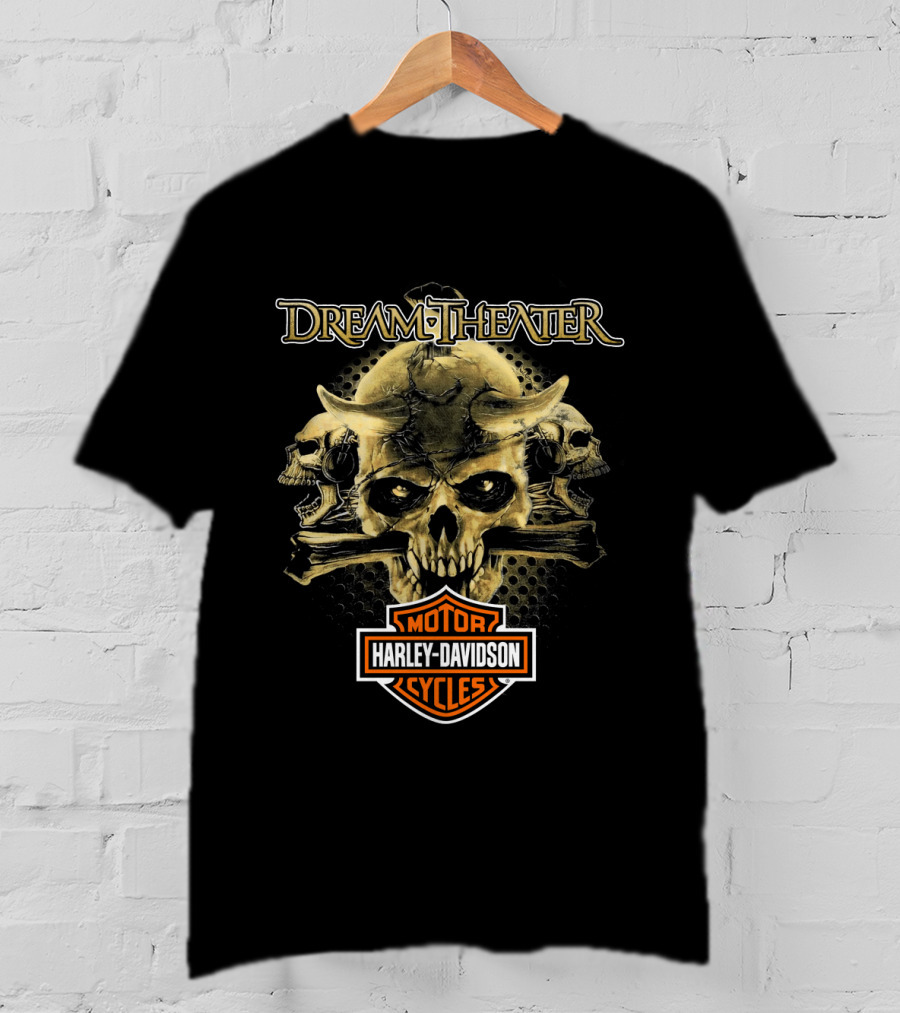 Dream Theater Harley Davidson Motorcycles Skull T-Shirt
