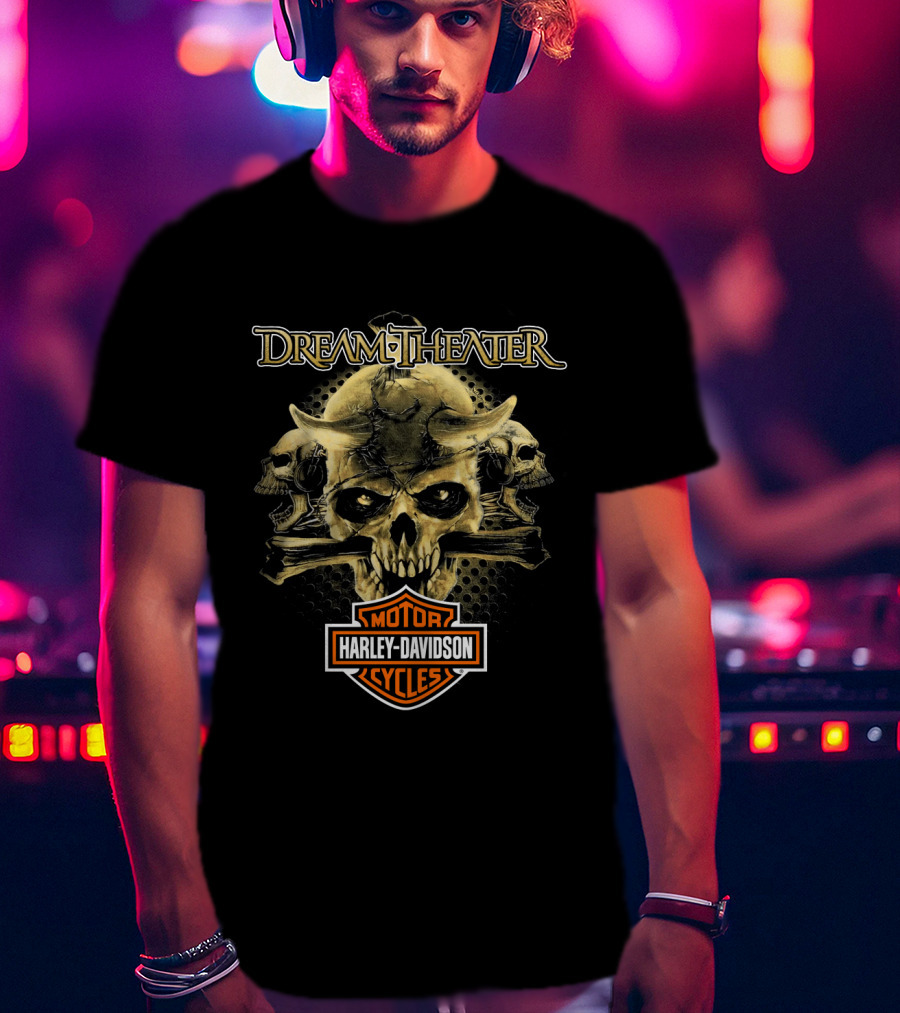 Dream Theater Harley Davidson Motorcycles Skull T-Shirt