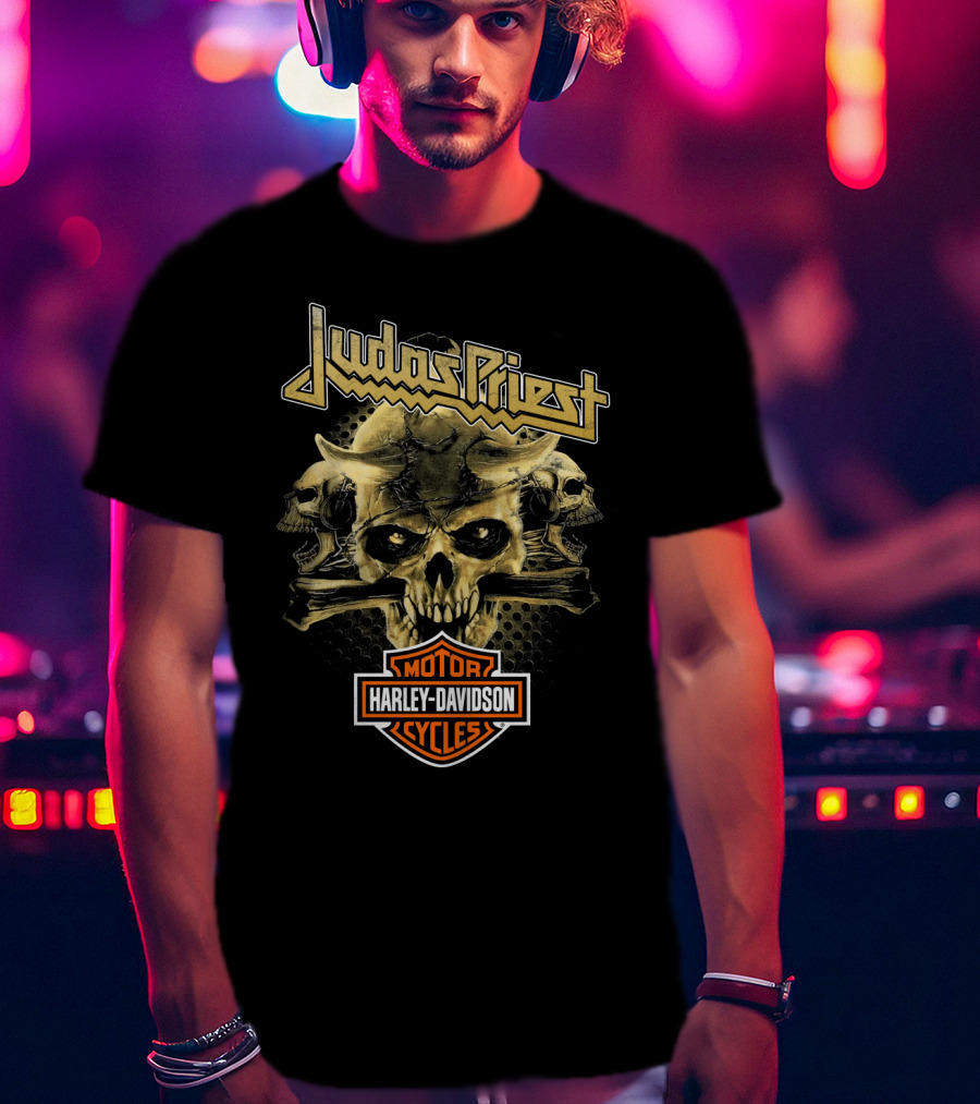 Judas Priest Harley Davidson Motorcycles Skulls T-Shirt