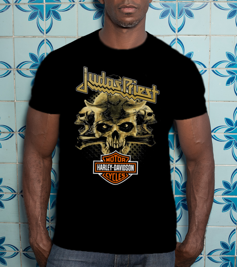 Judas Priest Harley Davidson Motorcycles Skulls T-Shirt