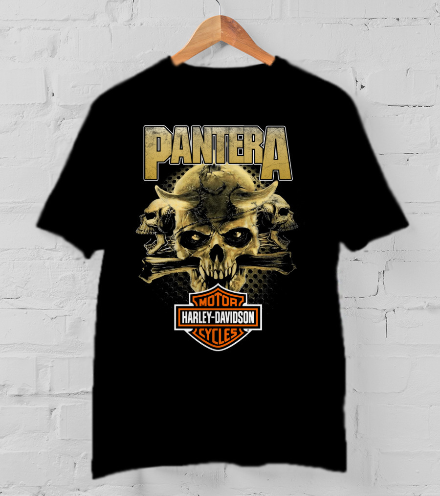 Pantera Harley Davidson Motorcycles Skull T-Shirt