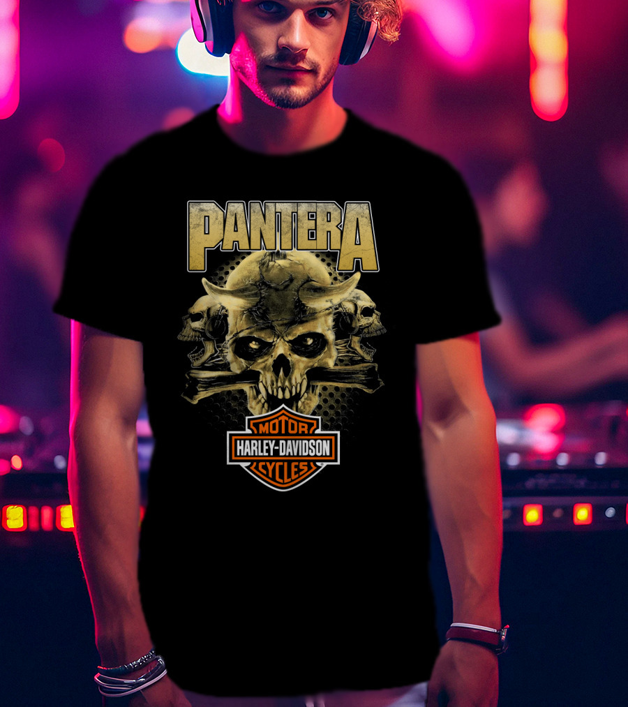 Pantera Harley Davidson Motorcycles Skull T-Shirt