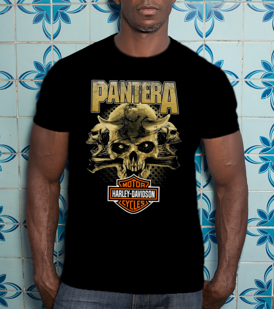 Pantera Harley Davidson Motorcycles Skull T-Shirt