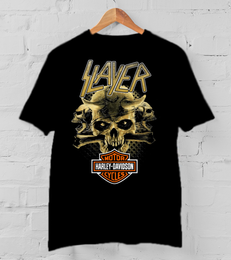 Slayer Harley Davidson Motor Cycles Skull T-Shirt