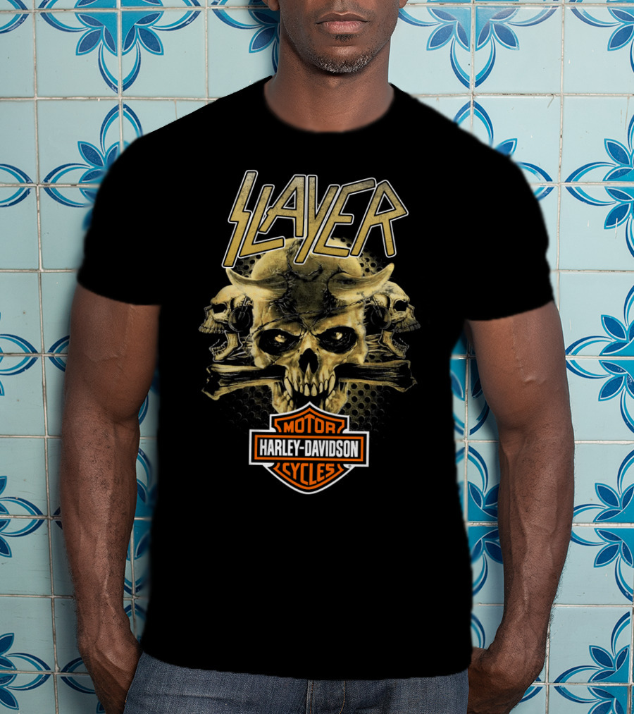 Slayer Harley Davidson Motor Cycles Skull T-Shirt