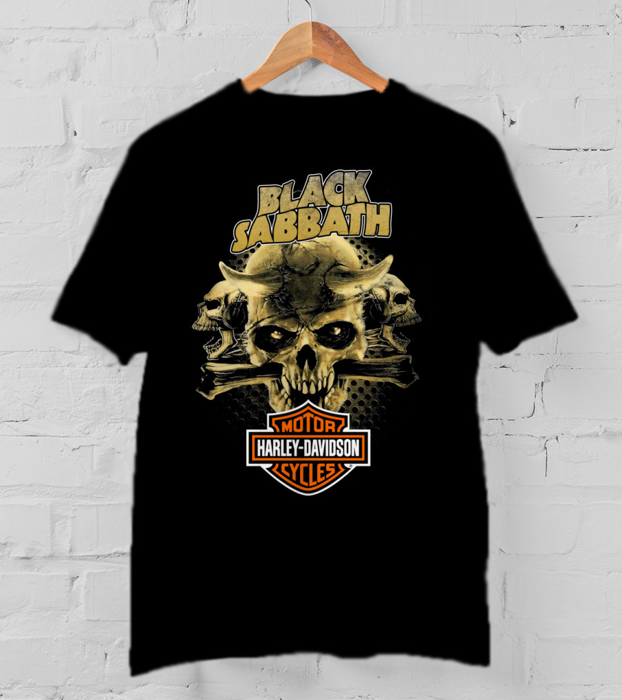 Black Sabbath Harley Davidson Motor Cycles Skull T-Shirt