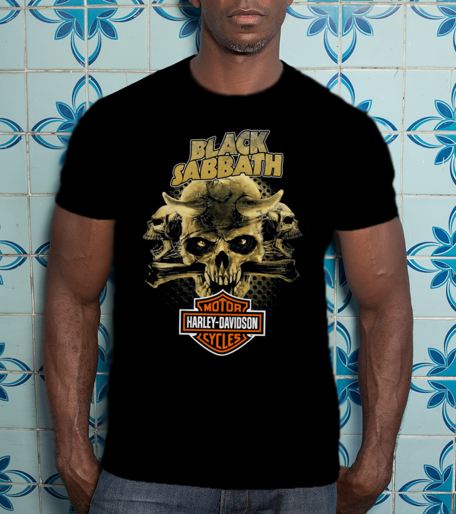 Black Sabbath Harley Davidson Motor Cycles Skull T-Shirt