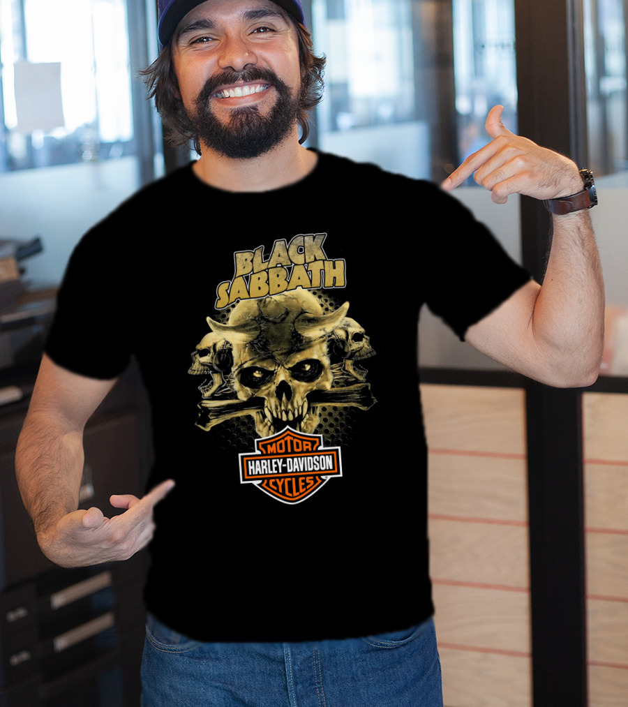 Black Sabbath Harley Davidson Motor Cycles Skull T-Shirt