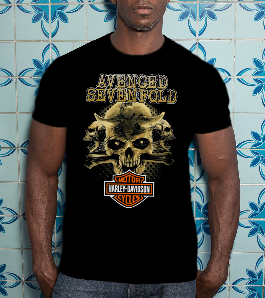 Avenged Sevenfold Harley Davidson Motor Cycles Skull T-Shirt