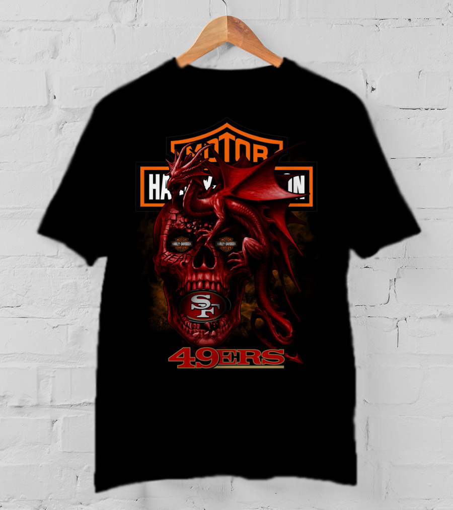 Motor Harley Davidson San Francisco 49ers Dragon Skull 49ers T-Shirt