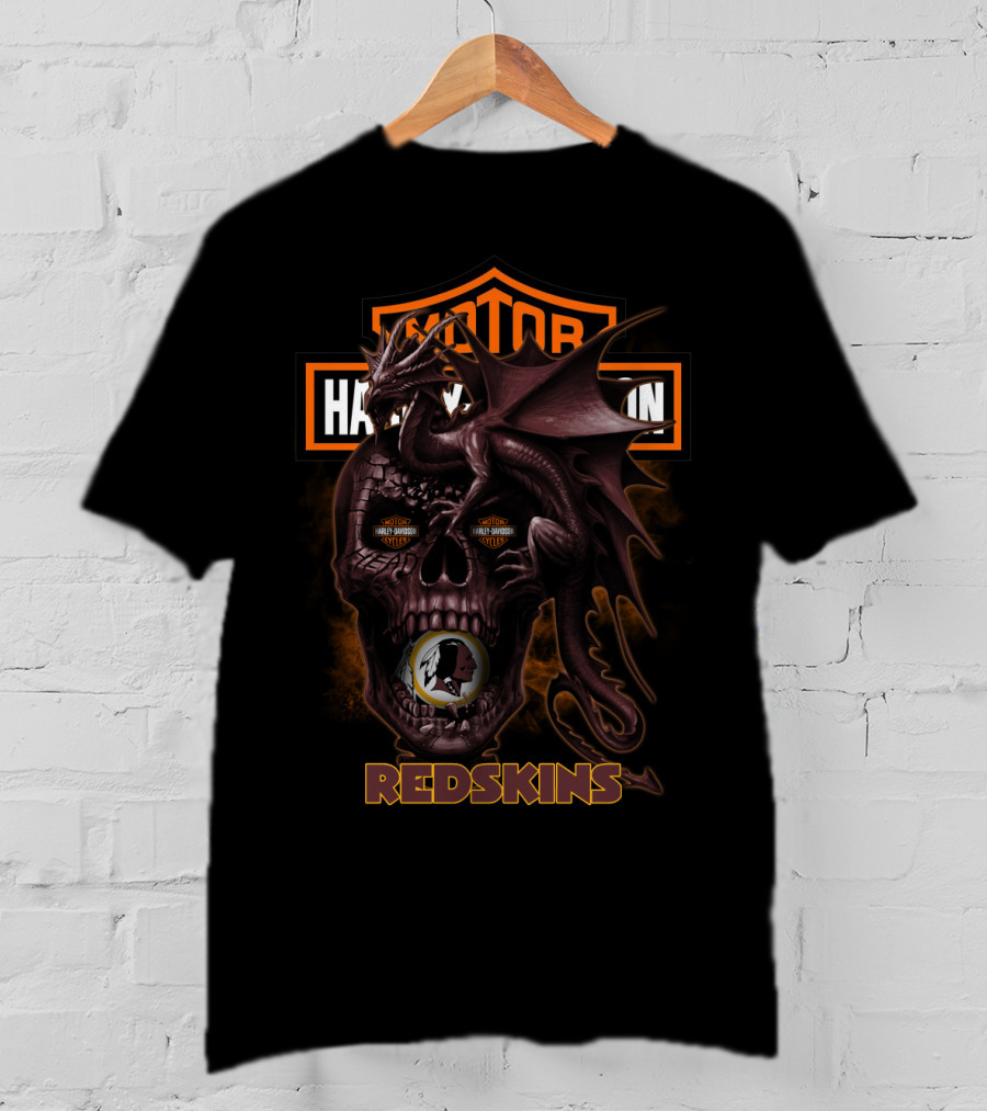 Harley Davidson Redskins Dragon Skull T-Shirt