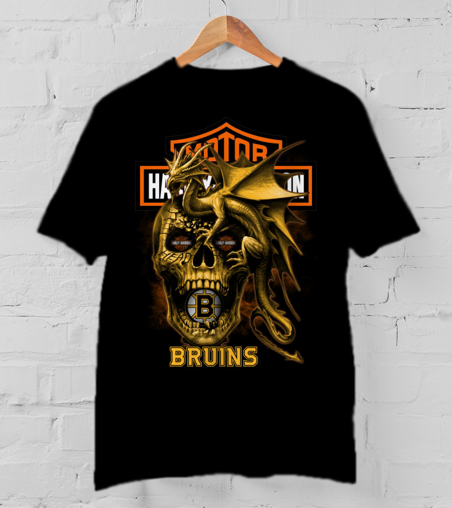 Boston Bruins Harley Skull Dragon T-Shirt