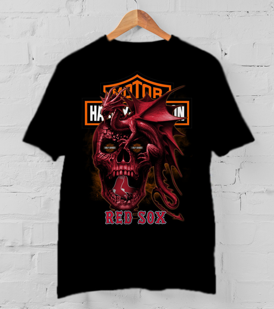 Harley Davidson Red Sox Dragon Skull T-Shirt