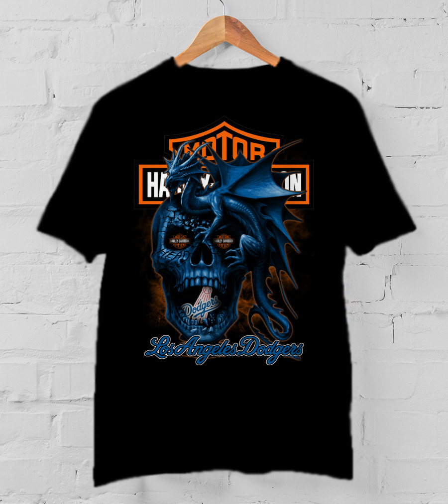 Harley Davidson Los Angeles Dodgers Skull Dragon T-Shirt