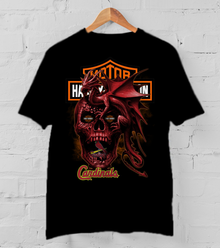 St Louis Cardinals Harley Davidson Dragon Skull T-Shirt