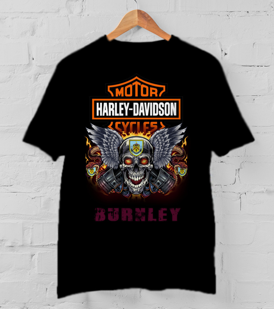 Harley Davidson Motor Cycles Winged Skull Burnley T-Shirt