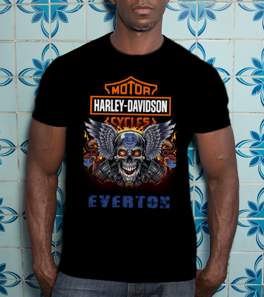 Harley Davidson Motor Cycles Skull Everton T-Shirt
