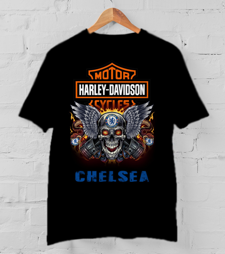 Harley Davidson Motor Cycles Chelsea Skull Wings T-Shirt