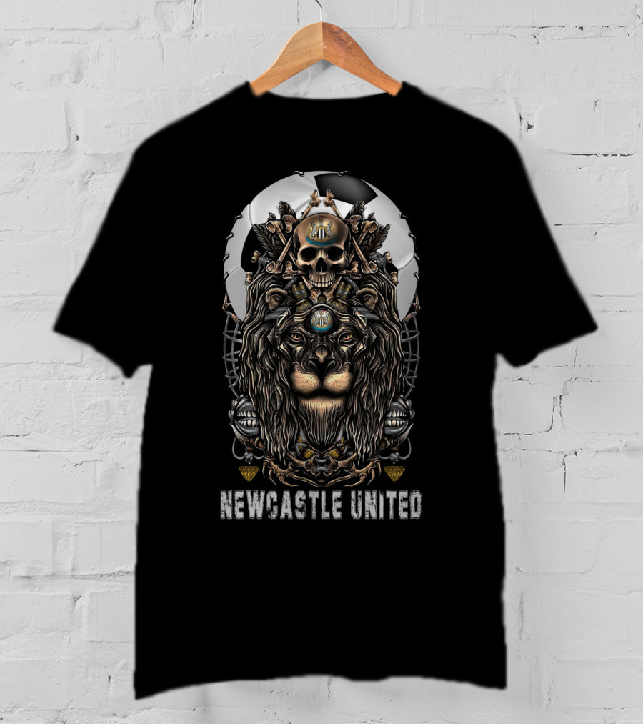 Newcastle United 114 Nha Nu Lion Skull Football T-Shirt