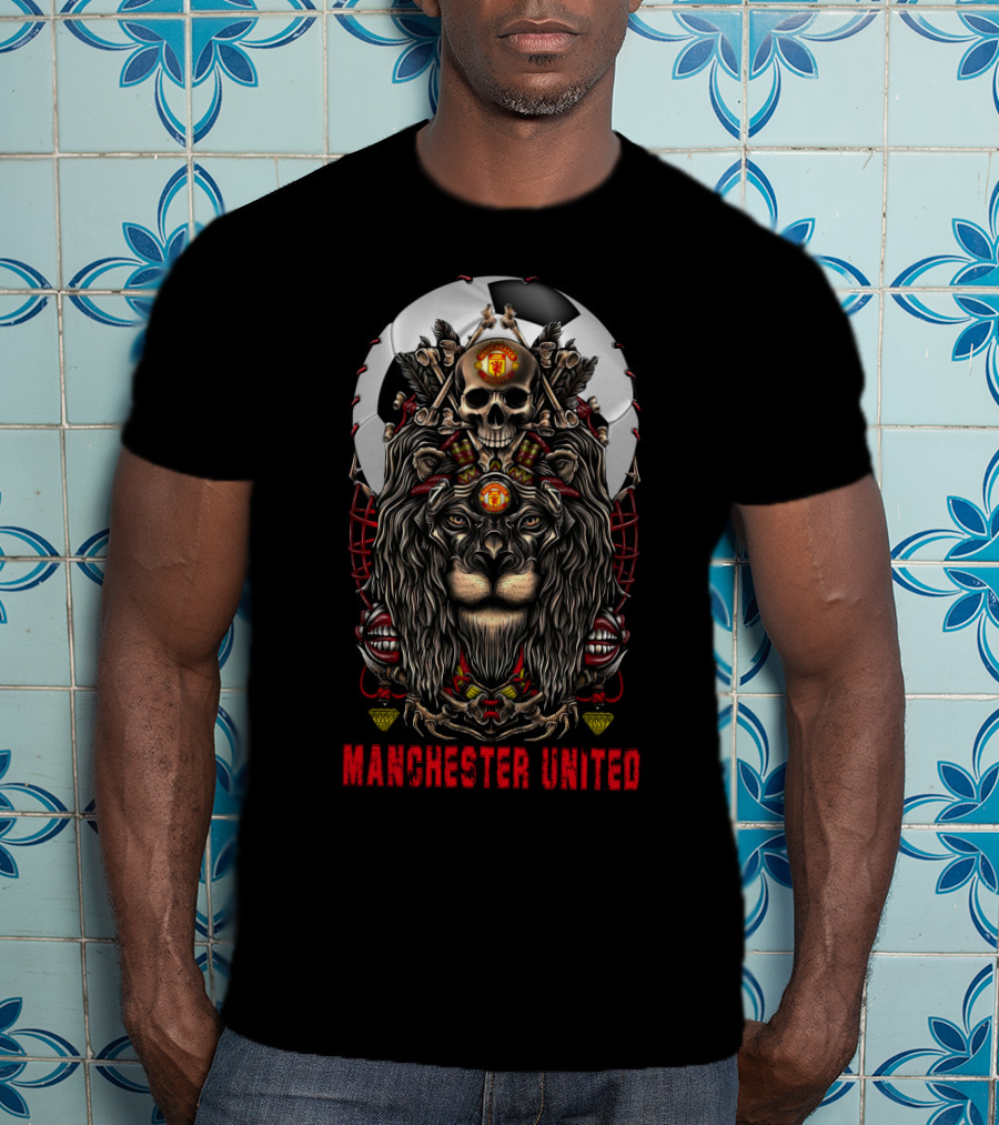 Manchester United Lion Skull Football Crest T-Shirt