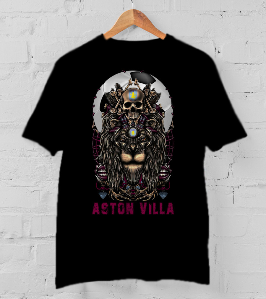 Aston Villa 114 Nha Av Lion And Skull Crest T-Shirt