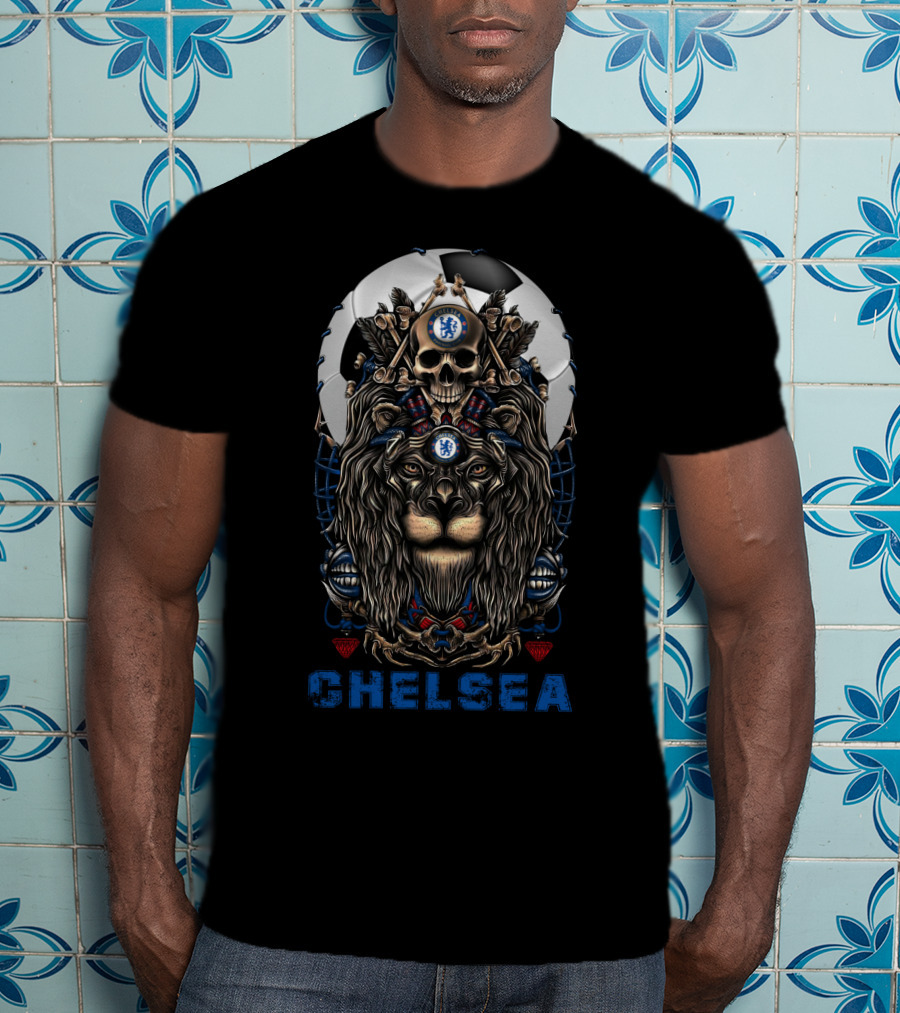 Chelsea 114 Nha C Lion Skull Soccer T-Shirt