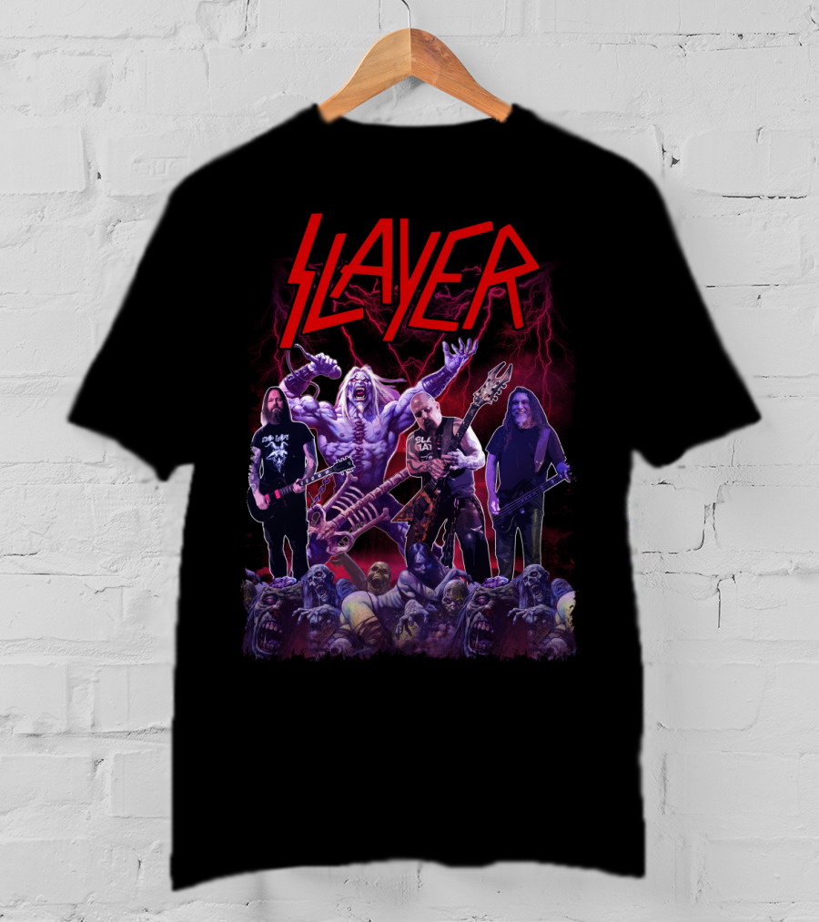 Slayer Band Graphic With Guitarists And Undead Creatures T-Shirt