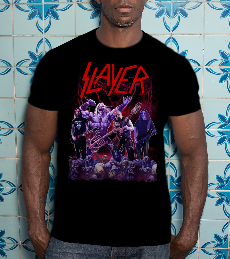 Slayer Band Graphic With Guitarists And Undead Creatures T-Shirt